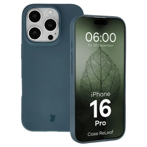 Etui z recyklingu Bizon Case ReLeaf do Apple iPhone 16 Pro ciemnoniebieskie