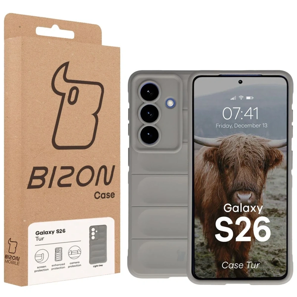 Pancerne etui Bizon Case Tur do Samsung Galaxy S26 jasnoszare