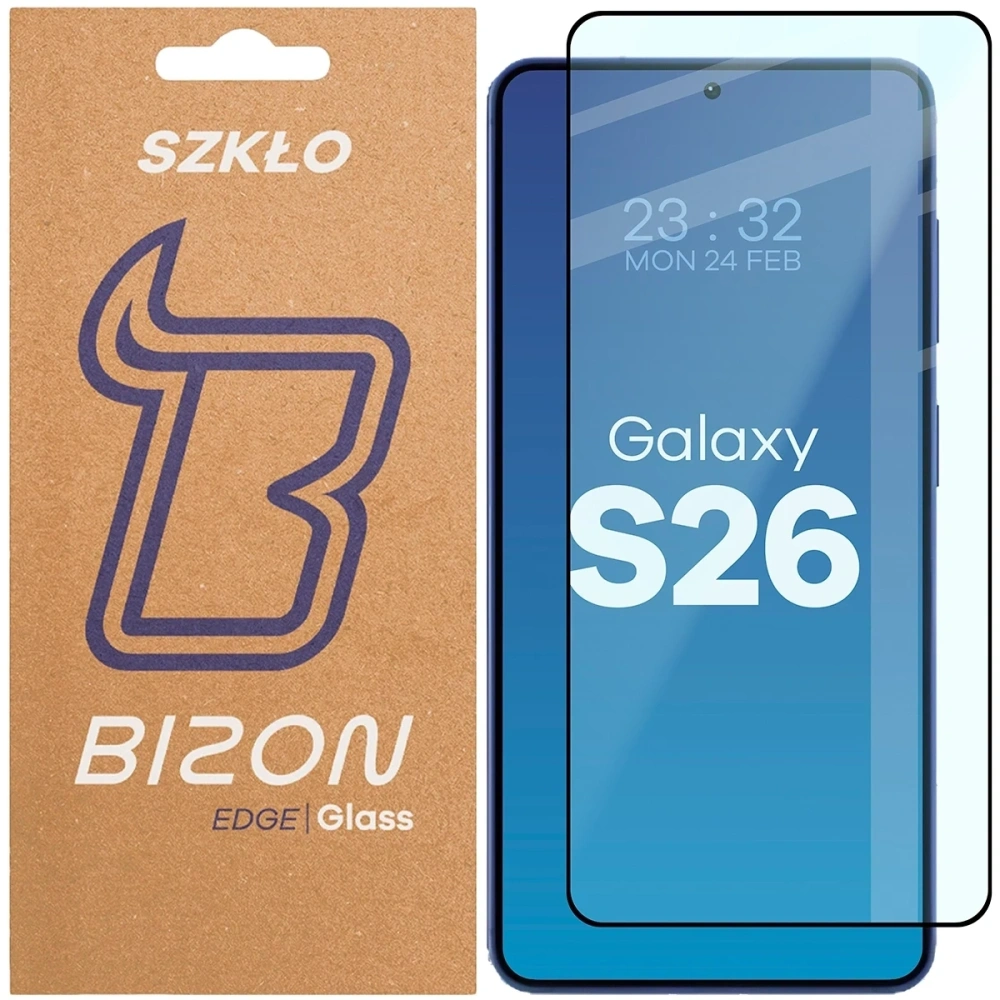 Szkło hartowane Bizon Glass Edge 2 do Samsung Galaxy S26 czarna ramka