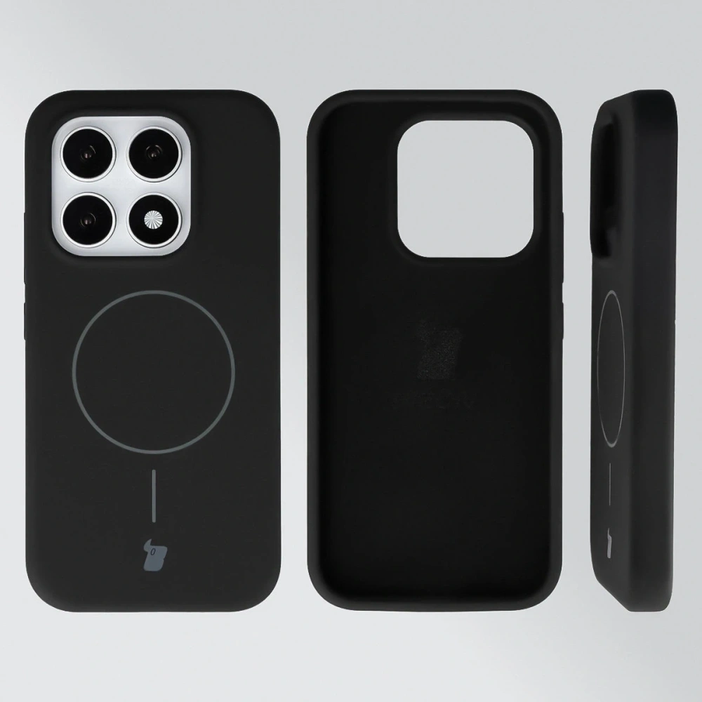 Silikonowe etui z pierścieniem magnetycznym Bizon Soft Case Magnetic do Xiaomi 17 czarne