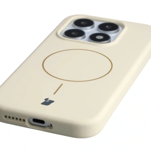 Silikonowe etui z pierścieniem magnetycznym Bizon Soft Case Magnetic do Xiaomi 17 écru