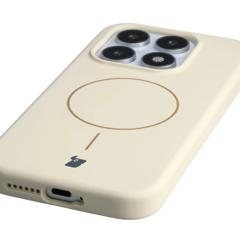 Silikonowe etui z pierścieniem magnetycznym Bizon Soft Case Magnetic do Xiaomi 17 écru