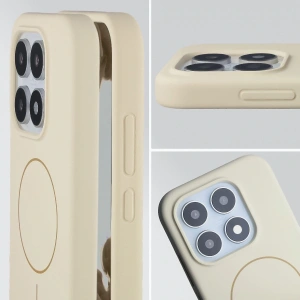 Silikonowe etui z pierścieniem magnetycznym Bizon Soft Case Magnetic do Xiaomi 17 écru