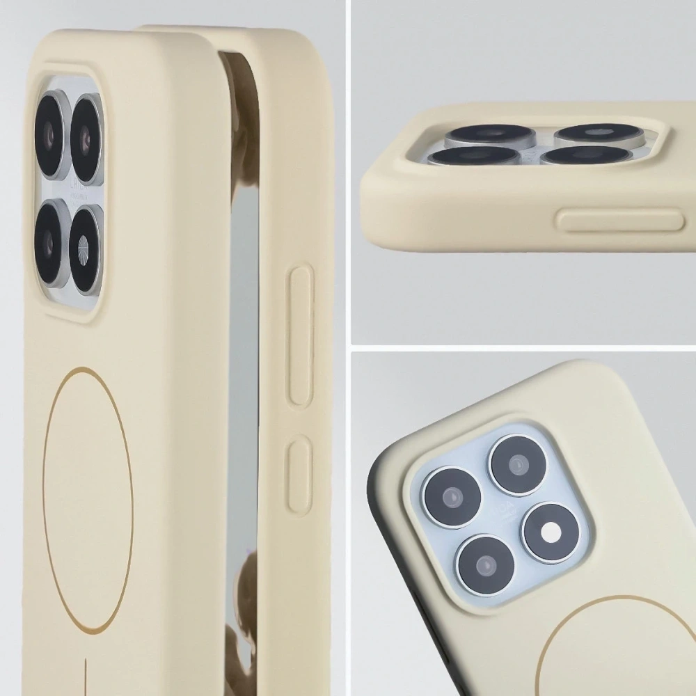 Silikonowe etui z pierścieniem magnetycznym Bizon Soft Case Magnetic do Xiaomi 17 écru