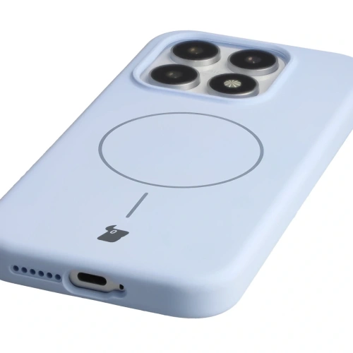 Silikonowe etui z pierścieniem magnetycznym Bizon Soft Case Magnetic do Xiaomi 17 błękitne