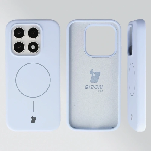Silikonowe etui z pierścieniem magnetycznym Bizon Soft Case Magnetic do Xiaomi 17 błękitne