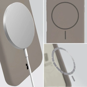 Silikonowe etui z pierścieniem magnetycznym Bizon Soft Case Magnetic do Xiaomi 17 jasnoszare