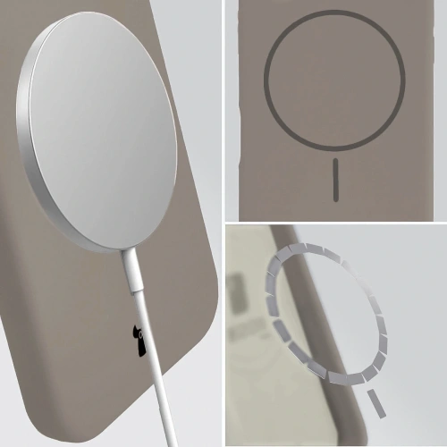 Silikonowe etui z pierścieniem magnetycznym Bizon Soft Case Magnetic do Xiaomi 17 jasnoszare