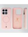 Silikonowe etui z pierścieniem magnetycznym Bizon Soft Case Magnetic do Xiaomi 17 jasnoróżowe