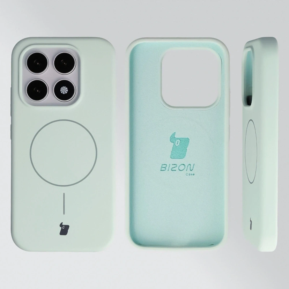 Silikonowe etui z pierścieniem magnetycznym Bizon Soft Case Magnetic do Xiaomi 17 pistacjowe
