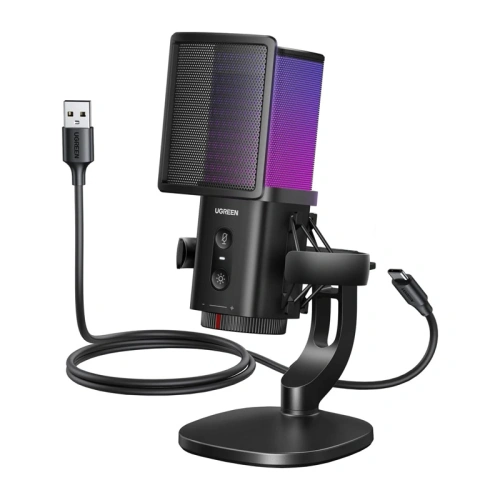 Mikrofon do komputera UGREEN CM581 24-bit/96kHz USB-C RGB (czarny)