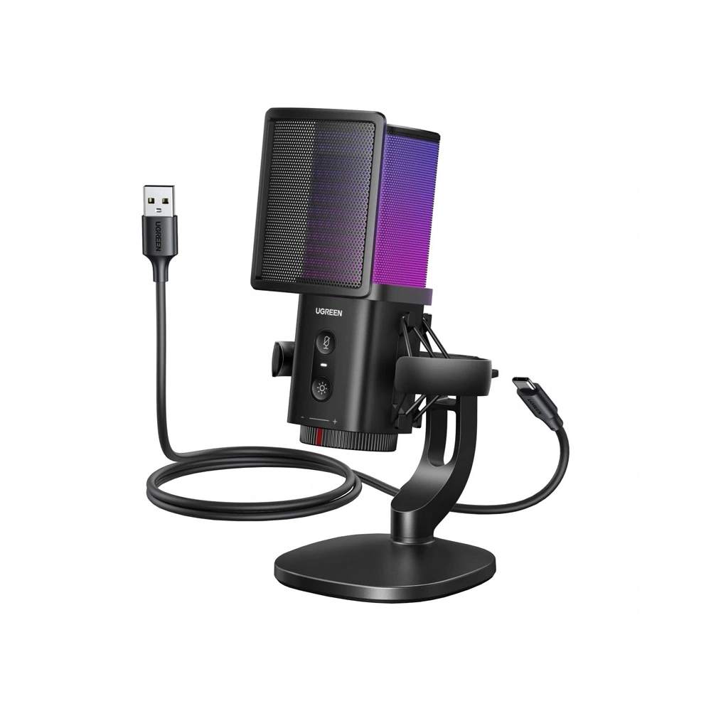 Mikrofon do komputera UGREEN CM581 24-bit/96kHz USB-C RGB (czarny)