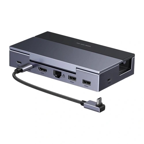 Stacja dokująca UGREEN CM800 6w1 do konsol przenośnych Steam Deck / Asus ROG Ally USB-C do HDMI 4K 120Hz 2x USB USB-C RJ45 (szara)