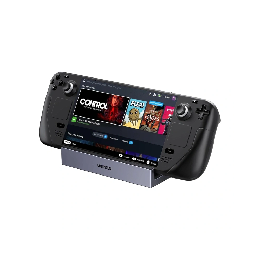 Stacja dokująca UGREEN CM800 6w1 do konsol przenośnych Steam Deck / Asus ROG Ally USB-C do HDMI 4K 120Hz 2x USB USB-C RJ45 (szara)