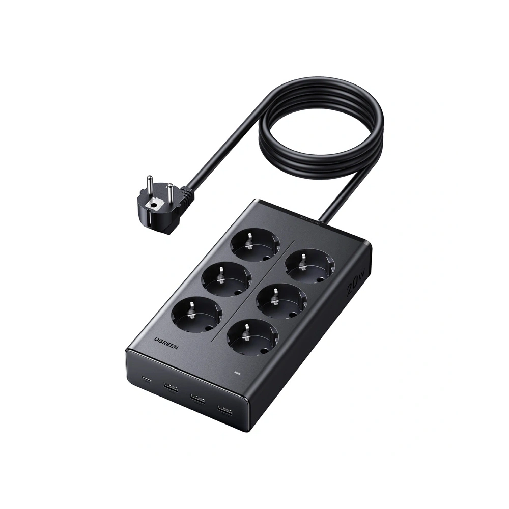 Listwa zasilająca UGREEN S622 6xAC + 3xUSB + USB-C GaN 1.5m (czarna)