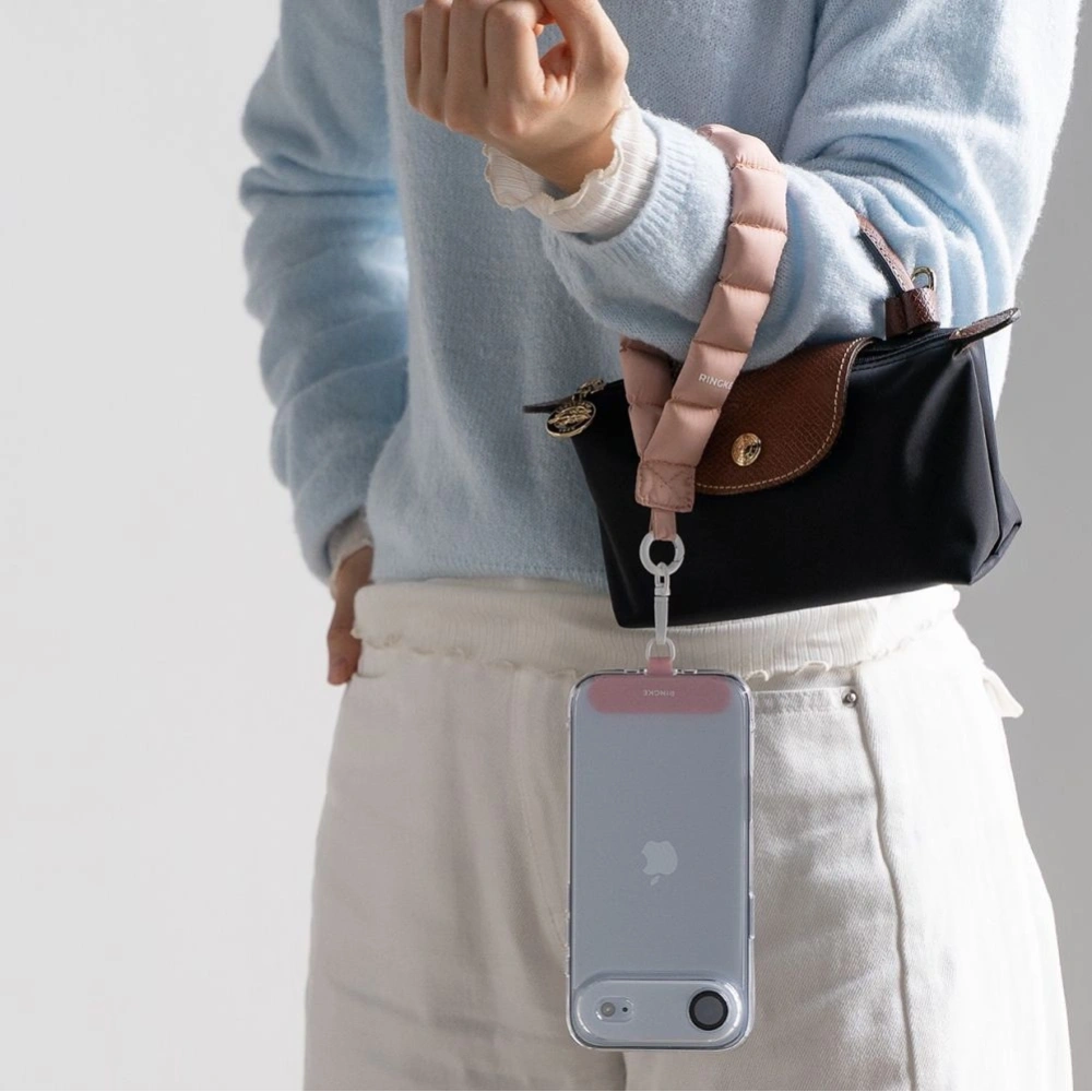 Uniwersalny pasek na rękę Rinkge Holder & Puffer Hand Strap Floral Pink