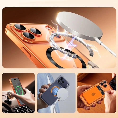 Pierścień magnetyczny Tech-Protect MMP-210 Magnetic MagSafe Ring Black & Cosmic Orange [2 PACK]