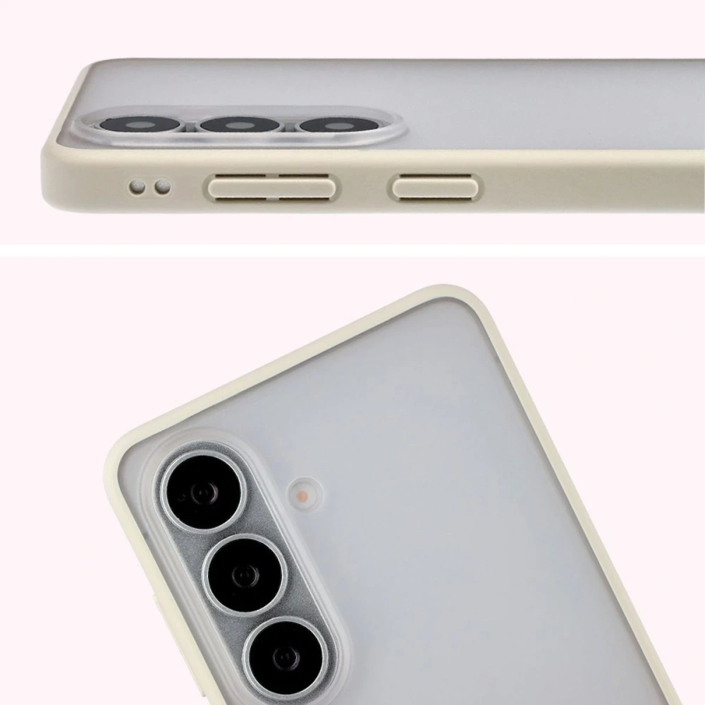 Etui Bizon Case Angelo do Samsung Galaxy S26 półprzezroczyste z beżową ramką