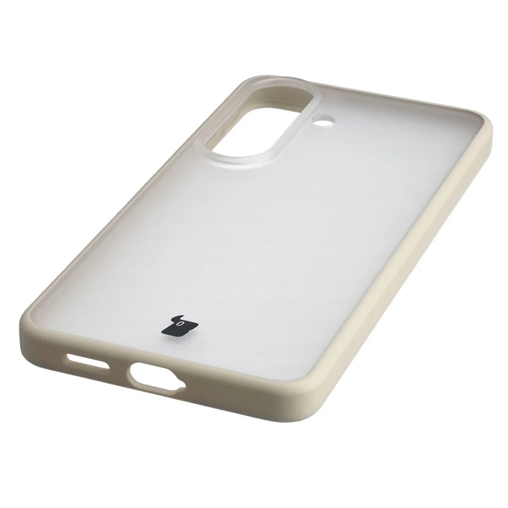 Etui Bizon Case Angelo do Samsung Galaxy S26 półprzezroczyste z beżową ramką