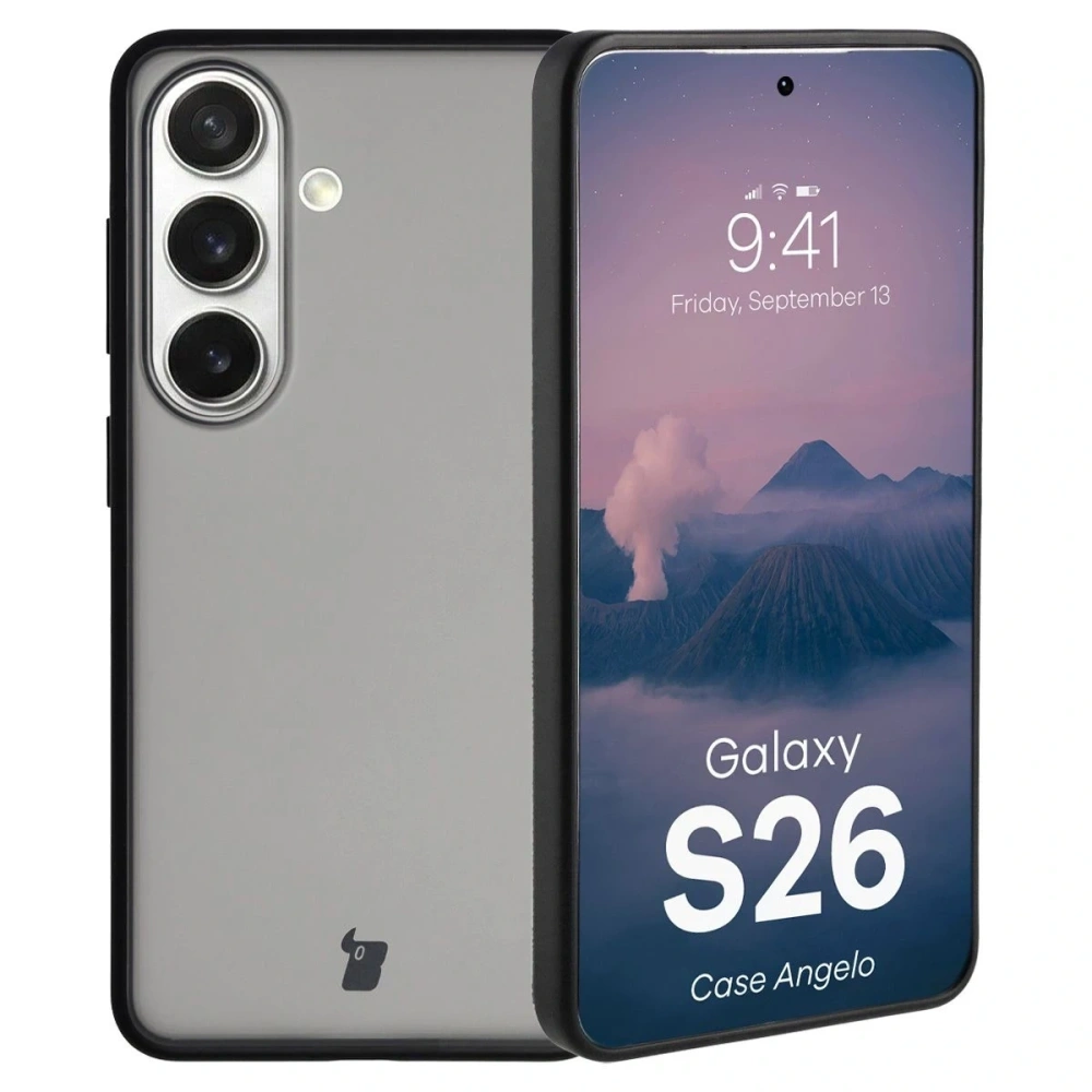 Etui Bizon Case Angelo do Samsung Galaxy S26 przydymione z czarną ramką