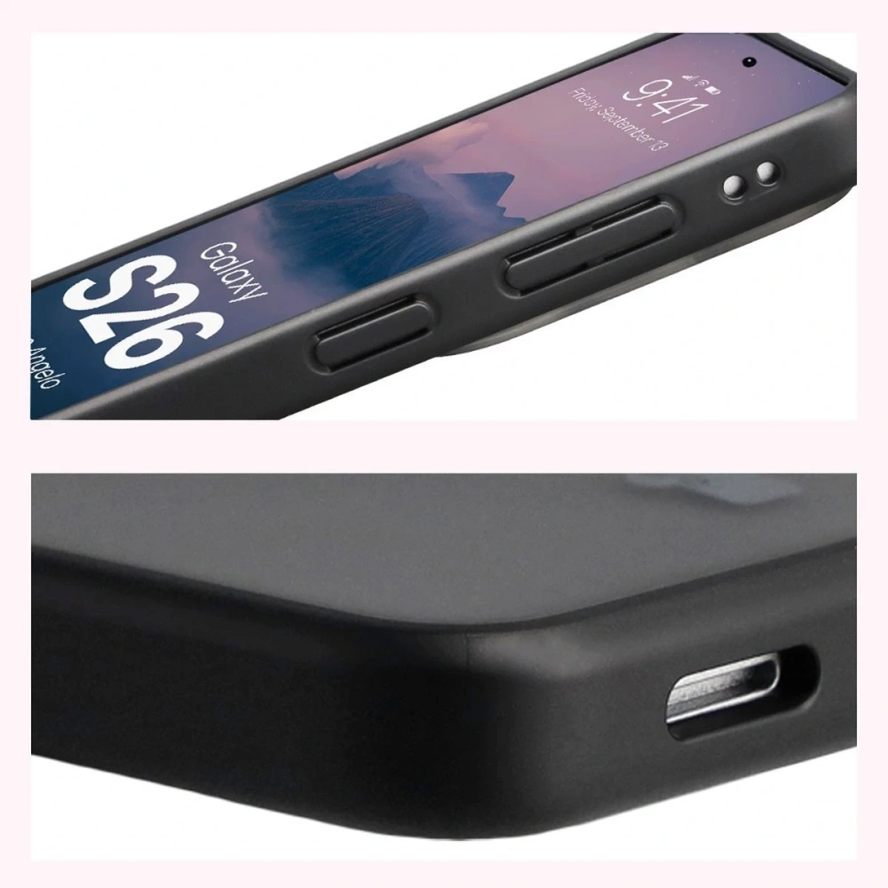 Etui Bizon Case Angelo do Samsung Galaxy S26 przydymione z czarną ramką