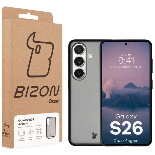 Etui Bizon Case Angelo do Samsung Galaxy S26 przydymione z czarną ramką