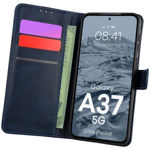 Etui z klapką Bizon Case Pocket do Samsung Galaxy A37 5G granatowe
