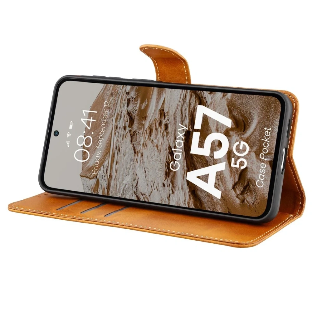 Etui z klapką Bizon Case Pocket do Samsung Galaxy A57 5G brązowe