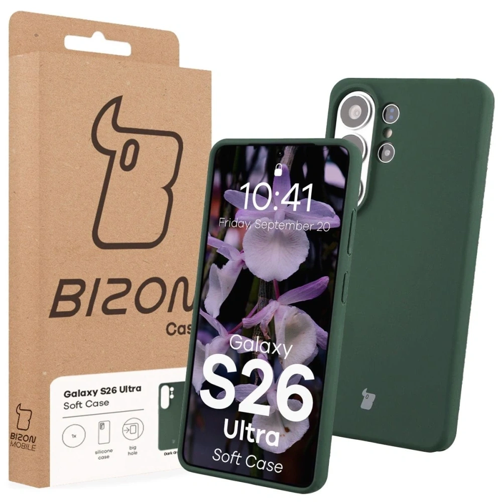 Silikonowe etui Bizon Soft Case do Samsung Galaxy S26 Ultra ciemnozielone