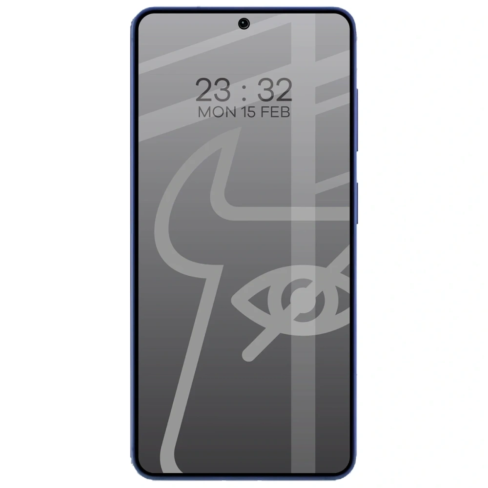 Prywatyzujące szkło hartowane Bizon Glass Edge Shadow do Samsung Galaxy S26 przyciemniane z czarną ramką