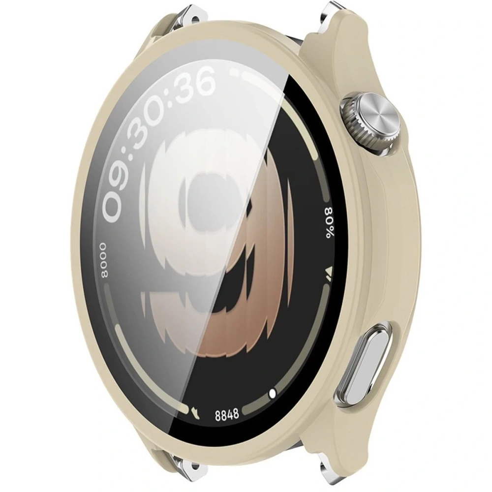 Etui ze szkłem do zegarka Bizon Case Watch Adamo do OnePlus Watch Lite 45 mm / Oppo Watch S 45 mm beżowe