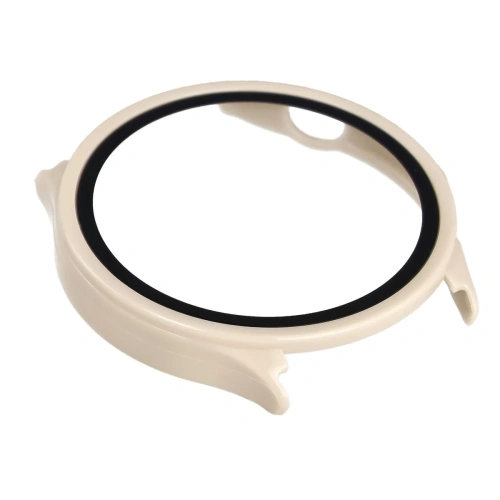 Etui ze szkłem do zegarka Bizon Case Watch Adamo do OnePlus Watch Lite 45 mm / Oppo Watch S 45 mm beżowe