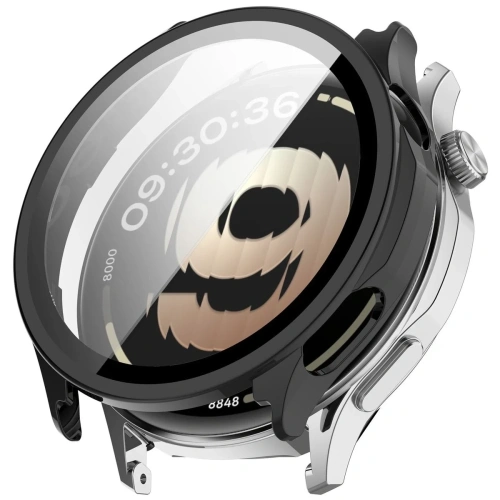 Etui ze szkłem do zegarka Bizon Case Watch Adamo do OnePlus Watch Lite 45 mm / Oppo Watch S 45 mm czarne