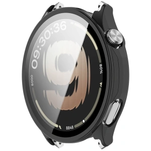 Etui ze szkłem do zegarka Bizon Case Watch Adamo do OnePlus Watch Lite 45 mm / Oppo Watch S 45 mm czarne