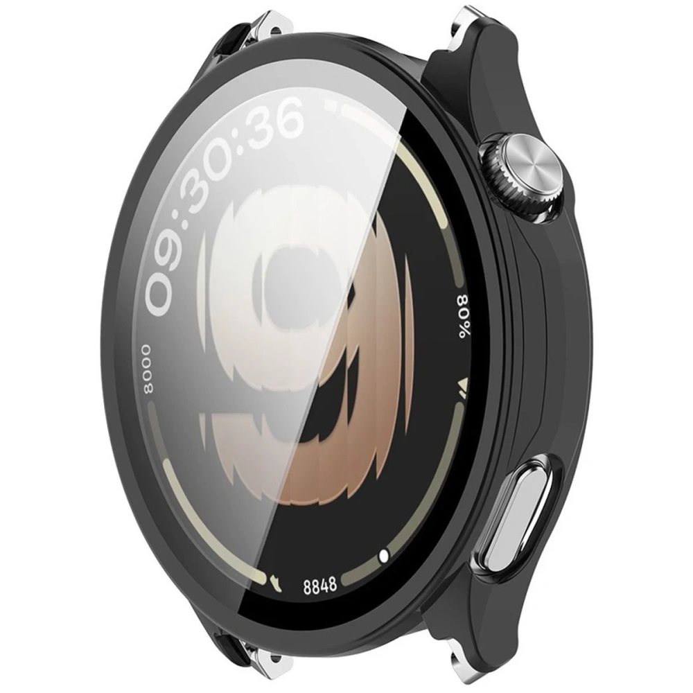 Etui ze szkłem do zegarka Bizon Case Watch Adamo do OnePlus Watch Lite 45 mm / Oppo Watch S 45 mm czarne