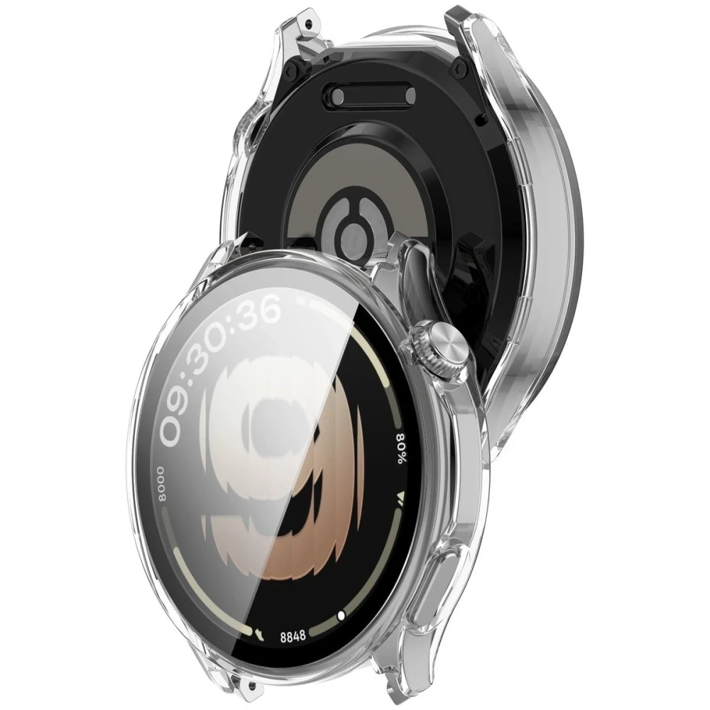 Etui ze szkłem do zegarka Bizon Case Watch Adamo do OnePlus Watch Lite 45 mm / Oppo Watch S 45 mm przezroczyste