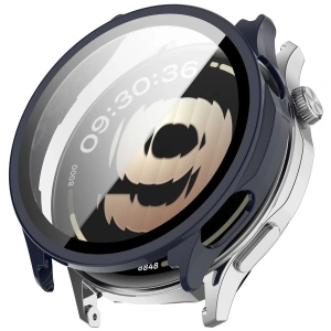 Etui ze szkłem do zegarka Bizon Case Watch Adamo do OnePlus Watch Lite 45 mm / Oppo Watch S 45 mm granatowe