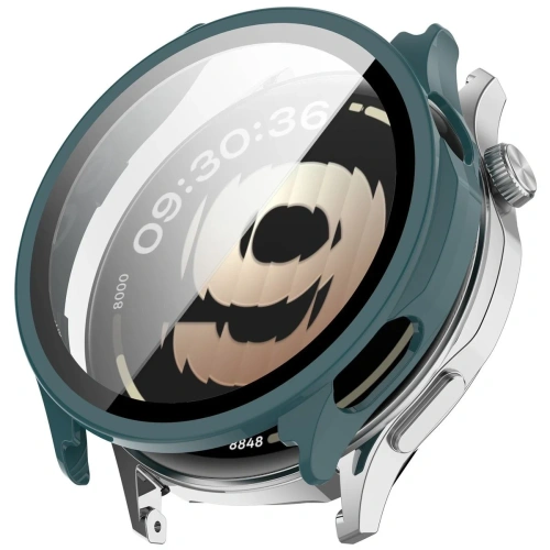 Etui ze szkłem do zegarka Bizon Case Watch Adamo do OnePlus Watch Lite 45 mm / Oppo Watch S 45 mm zielone