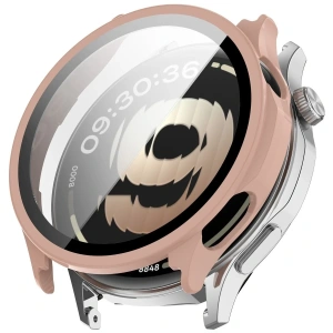 Etui ze szkłem do zegarka Bizon Case Watch Adamo do OnePlus Watch Lite 45 mm / Oppo Watch S 45 mm różowe