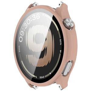 Etui ze szkłem do zegarka Bizon Case Watch Adamo do OnePlus Watch Lite 45 mm / Oppo Watch S 45 mm różowe