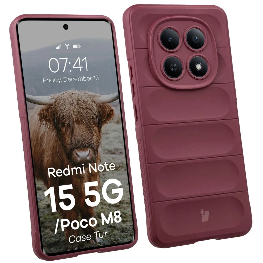 Pancerne etui Bizon Case Tur do Xiaomi Redmi Note 15 5G / POCO M8 5G burgundowe