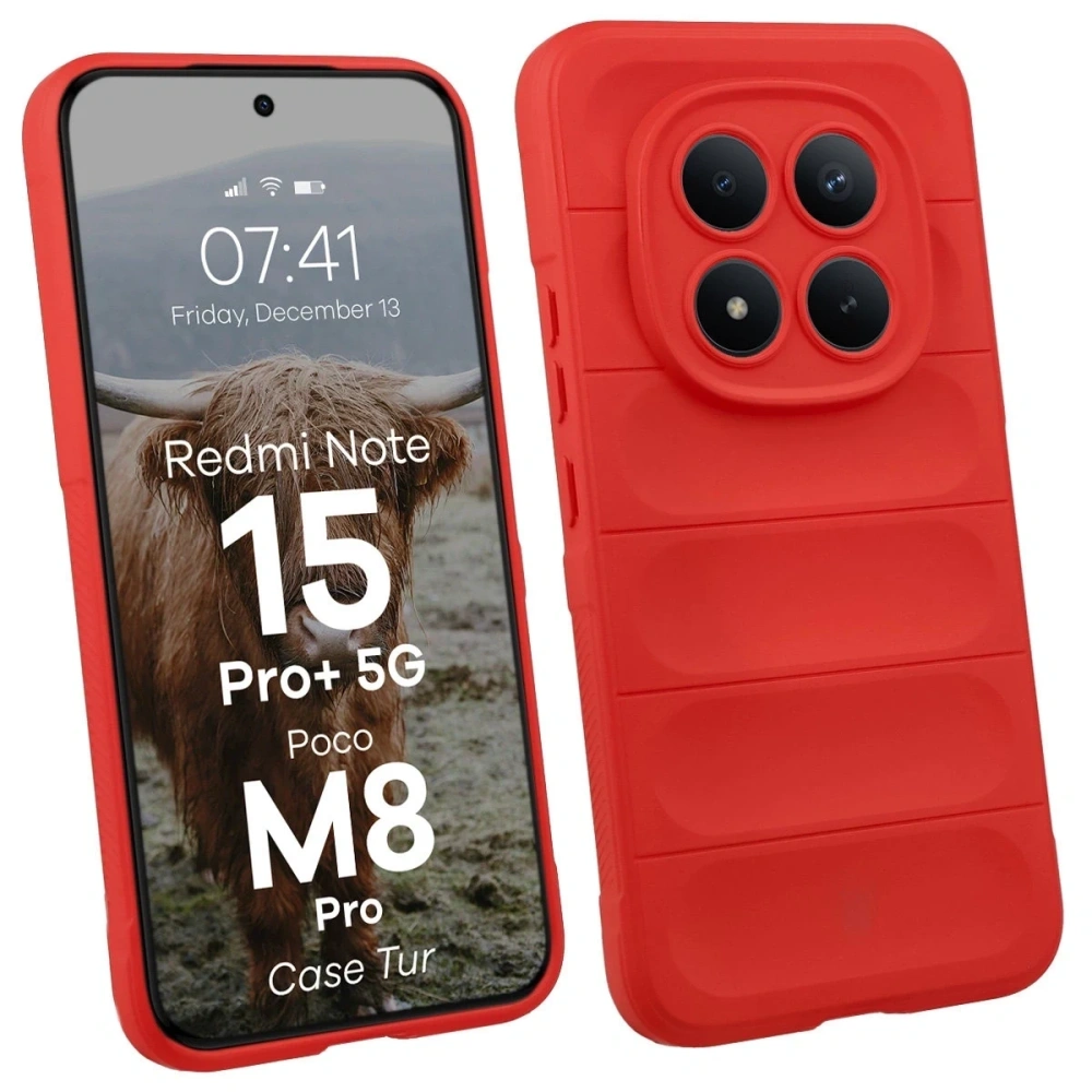 Pancerne etui Bizon Case Tur do Xiaomi Redmi Note 15 Pro Plus 5G / POCO M8 Pro 5G czerwone