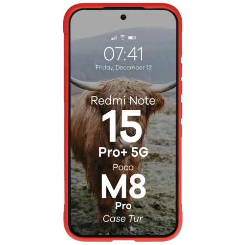 Pancerne etui Bizon Case Tur do Xiaomi Redmi Note 15 Pro Plus 5G / POCO M8 Pro 5G czerwone