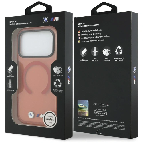 Etui BMW M IML Shockproof Metal Logos MagSafe do Apple iPhone 17 Pro pomarańczowy