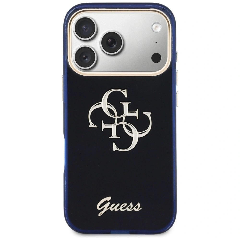 Etui Guess IML 4G Script Metal do Apple iPhone 17 Pro Max niebieski