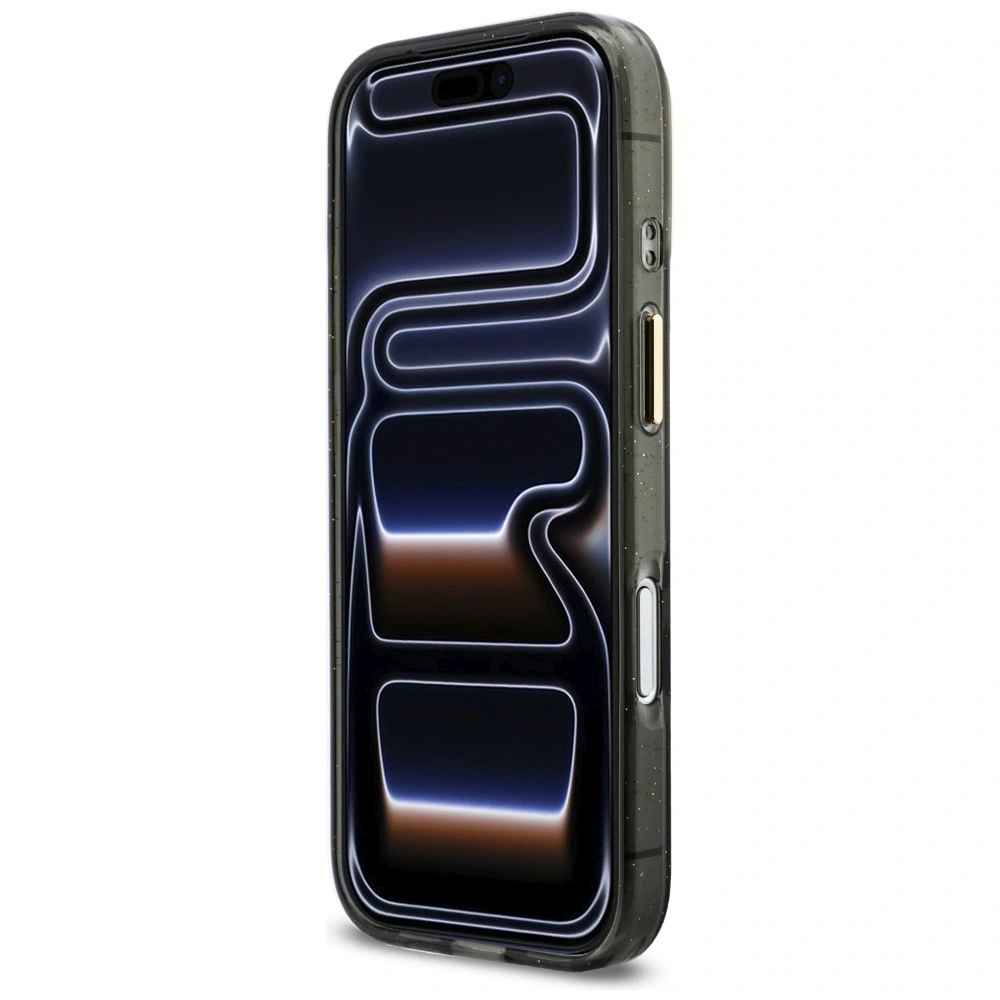 Etui Guess IML Glitters Script Strap MagSafe do Apple iPhone 17 Pro czarny