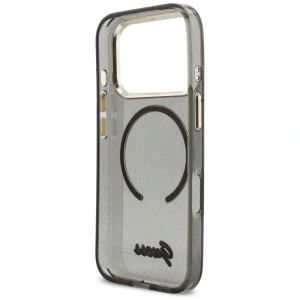 Etui Guess IML Glitters Script Strap MagSafe do Apple iPhone 17 Pro czarny