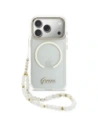 Etui Guess IML Glitters Script Strap MagSafe do Apple iPhone 17 Pro przezroczysty