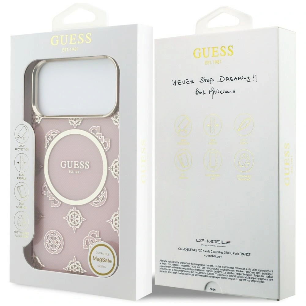 Etui Guess IML Peony Dot MagSafe do Apple iPhone 17 Pro Max różowy