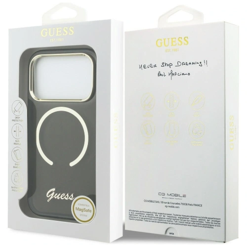 Etui Guess IML Script Metal MagSafe do Apple iPhone 17 Pro czarny